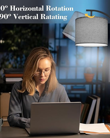 PESRAE Floor Lamp for Living Room, 9W Stepless Dimmable 3000-6000K LED Bulb Included, Standing Lamp with Remote Control, Tall lamp with Adjustable Linen Lampshade for Office… - LeafyLoom