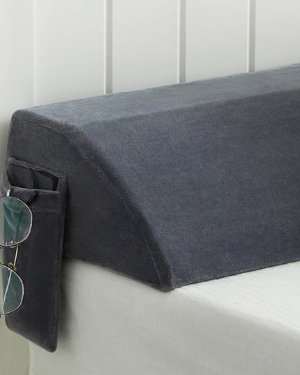 King Bed Wedge Pillow for Headboard Gap, Mattress Bed Gap Filler(0-8"), Between Headboard and Mattress, Triangle Headboard Pillow(Grey,King) - LeafyLoom