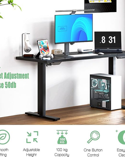 soges 63in Electric Standing Desk Ergonomic Height Adjustable Computer Desk Sit Stand Desk Home Office Desks Standing Desk, Black - LeafyLoom