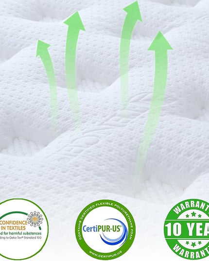 Full Mattress,12 Inch Gel Memory Foam Hybrid Mattress in a Box,Motion Isolation Individually Wrapped Pocket Coils Innerspring,Pain Relief Pressure-Relieving,Breathable,Full Size Mattress - LeafyLoom