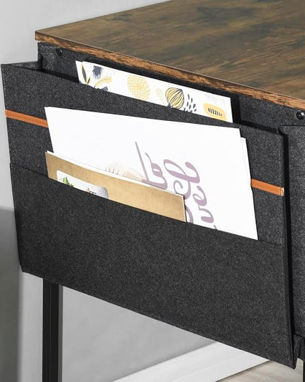 47 inch Study Storage Bag Space Saving for Home Office, Modern Simple Style PC Metal Frame Computer Desk, Writing Table, Brown, Black - LeafyLoom