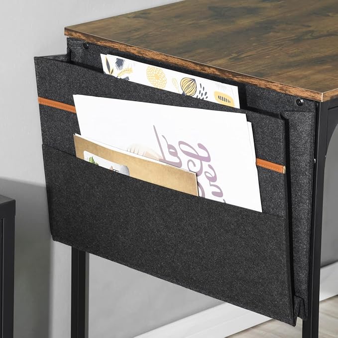 47 inch Study Storage Bag Space Saving for Home Office, Modern Simple Style PC Metal Frame Computer Desk, Writing Table, Brown, Black - LeafyLoom