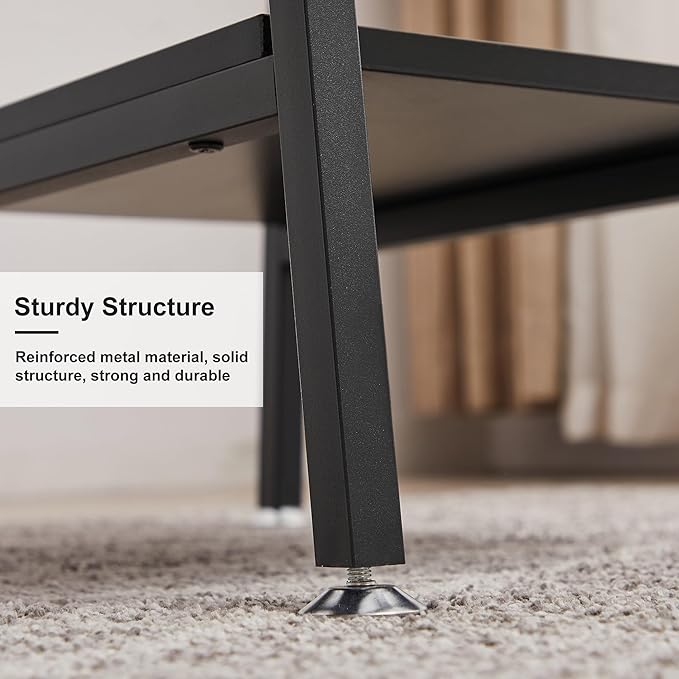VECELO 43 Inch Computer Desk Writing Study Work Office Table Modern desk with shelves wooden desk for Home Bedroom,Black Desk - LeafyLoom
