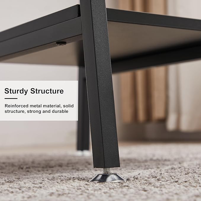VECELO 43 Inch Computer Desk Writing Study Work Office Table Modern desk with shelves wooden desk for Home Bedroom,Black Desk - LeafyLoom