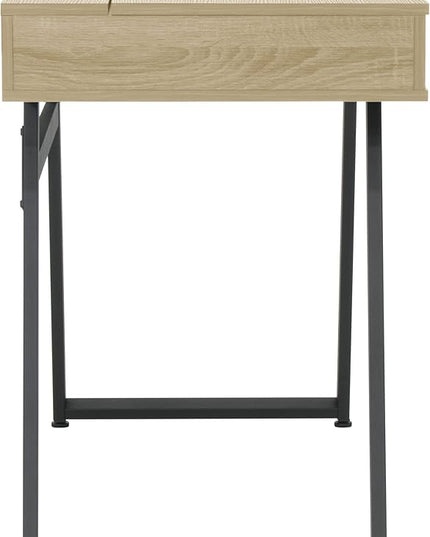 Calico Designs Rockdale Modern Office Writing Laptop Desk with Multiple Storage Compartments, Cord Management and Charging Station, Black/Honey Maple - LeafyLoom