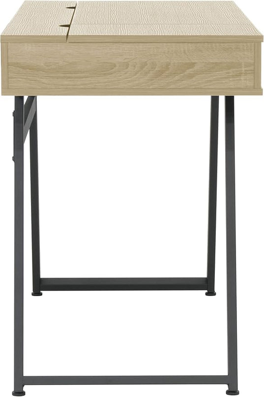Calico Designs Rockdale Modern Office Writing Laptop Desk with Multiple Storage Compartments, Cord Management and Charging Station, Black/Honey Maple - LeafyLoom