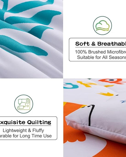 Meeting Story Dinosaur Bedding Set for Boys, Dinosaur Colorful Pattern Style Full Comforter Set, 3 PCS 1 Comforter and 2 Pillowcases in One Bag(Full,White) - LeafyLoom