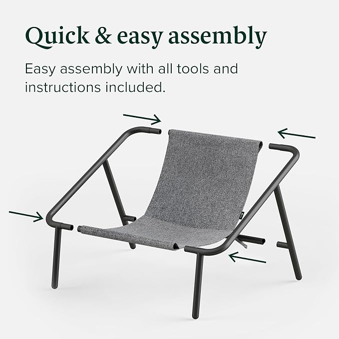 ZINUS Ada Sling Accent Chair, Metal Framed Armchair with Shredded Foam Cushioning, Light Grey - LeafyLoom