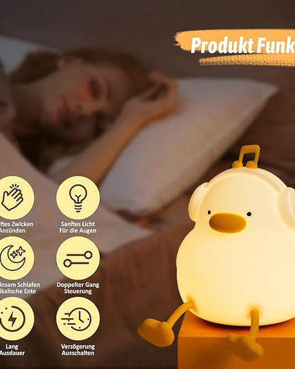 FULLOSUN Duck Night Light, Duck Lamp Kawaii Funny Kids Night Light, Birthday Gifts for Women Teenage Girls Boy Toddler - Portable Squishy Battery Operated - LeafyLoom