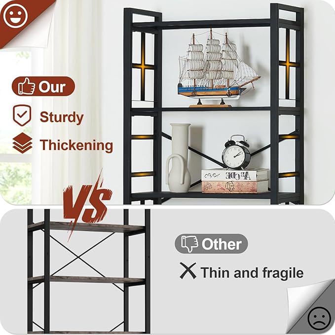 HOMBAZAAR Bookshelf,6 Tier Tall Bookshelf with Metal Frame,Open Bookshelves and Bookcases,Industrial Book Shelf for Living Room,Home Office and Bedroom,Black - LeafyLoom