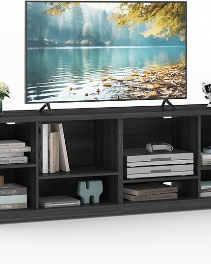 VASAGLE TV Stand for TVs up to 75 Inches, Entertainment Center with Storage Shelves, TV Console Table, Easy to Assemble, TV Cabinet for Living Room, Bedroom, Ash Black ULTV112B01 - LeafyLoom