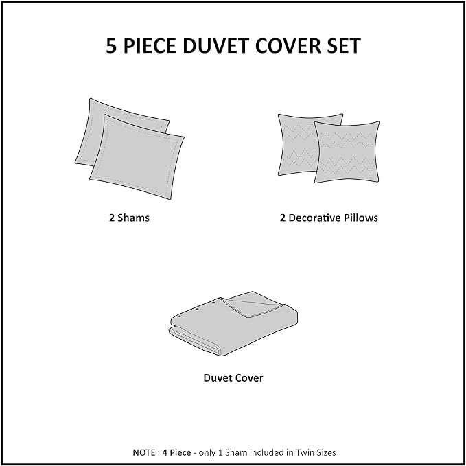 Duvet Cotton Jacquard Weave Colorful Poms Accent, Shabby Chic Cover for Comforter Cozy Bedding Set, Matching Shams, Decorative Pillows, Full/Queen, Multi, Twin/Twin XL, 4 Piece - LeafyLoom
