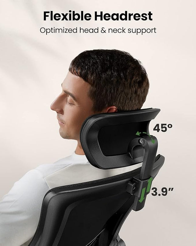 Marsail Office Chair Ergonomic Desk-Chair: Mesh Back Computer Chair with PU Leather Seat,Adjustable Lumbar Support&Flip-up Armrests, Adjustable Height Home Office Desk Chairs - LeafyLoom