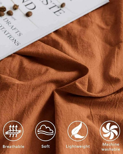 Burnt Orange Queen Comforter Set - 3 Piece Aesthetic Modern Terracotta Bedding Set - All Season Soft & Lightweight Microfiber Down Alternative Comforter Bed Set with 2 Pillow Shams for Women Men - LeafyLoom