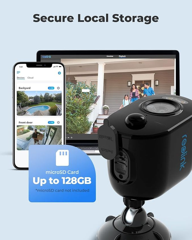 REOLINK 5MP Solar Security Cameras Outdoor Wireless, Spotlight Color Night Vision, 2.4G/5Ghz WiFi Home Surveillance, Solar/Battery Powered, Human/Car Detection, Local Recording, Argus 3 Pro Kit Black REOLINK