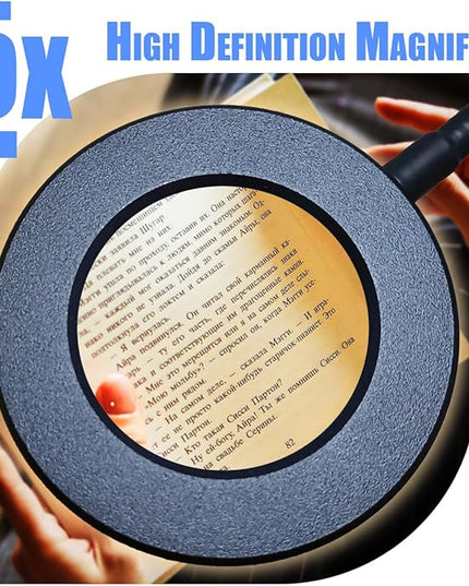 5X Magnifying Glass with Light for Crafts Hand Free, 3 Color LED Magnifying Lamp with Light Clamp, Desk Lamp with Magnifying Glass Light, Clip on Desk Light with Magnifying Glass Lamp, Magnifier lamp - LeafyLoom