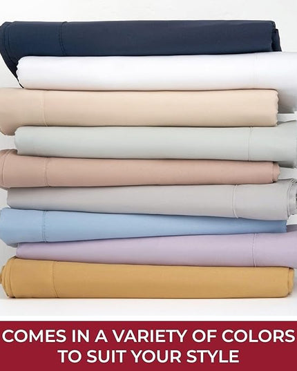Mellanni California King Sheets Set - 4 PC Iconic Collection Bedding Sheets & Pillowcases - Hotel Luxury, Extra Soft, Cooling Bed Sheets - Deep Pocket up to 16 inch (Cal King, Windowpane Gray) - LeafyLoom