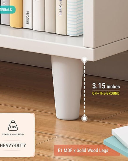 Wooden Cube Bookcase with Legs - 3-Tier Open Shelf Kidsroom Cabinet Organizer Sorted Storage for Toys and Books, 9-Cube Lattice Cute Cubby Bookshelf, White Mixed Mocha Brown, 39" W - LeafyLoom