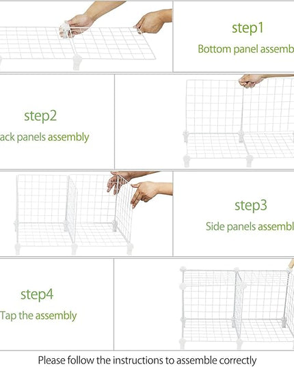 Wolizom Wire Cube Storage, Metal Grids Shelves Bookshelf, Stackable Modular Shelving Organizer, DIY Closet Bookcase Bookshelf, Grid Storage Shelf for Bedroom, Living Room, Office (White, 8 Cube) - LeafyLoom