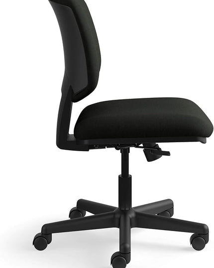 HON Volt Armless Task Seating, Computer Chair for Office Desk, Black SofThread Leather - LeafyLoom