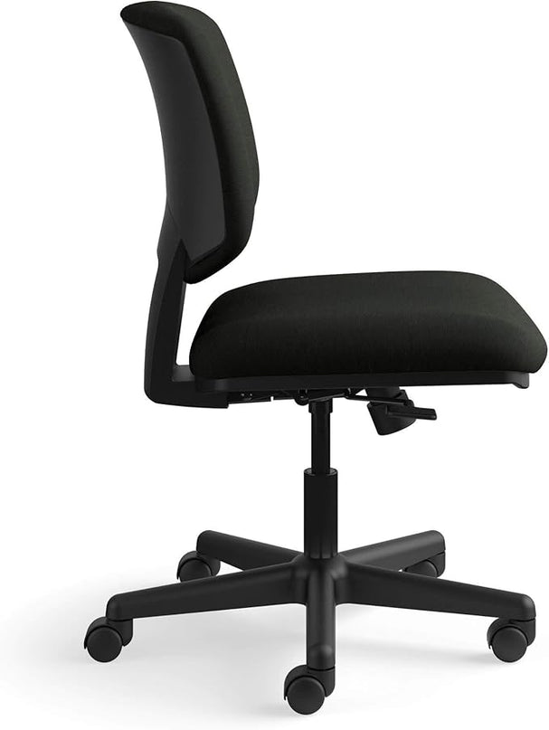 HON Volt Armless Task Seating, Computer Chair for Office Desk, Black SofThread Leather - LeafyLoom