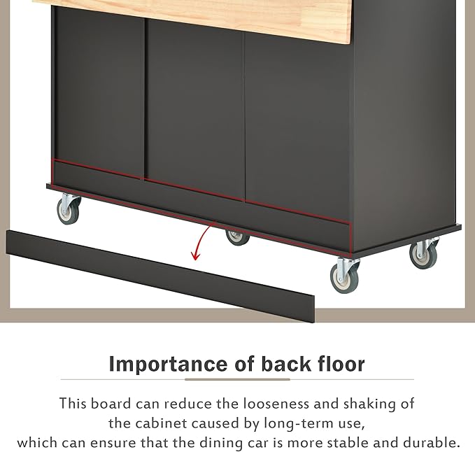 Kitchen Cart with Wood Top and Drop Leaf Breakfast Bar, Rolling Mobile Kitchens Island w/Storage and Towel Rack, Large Storage Cabinet Table for Dinning Room - LeafyLoom