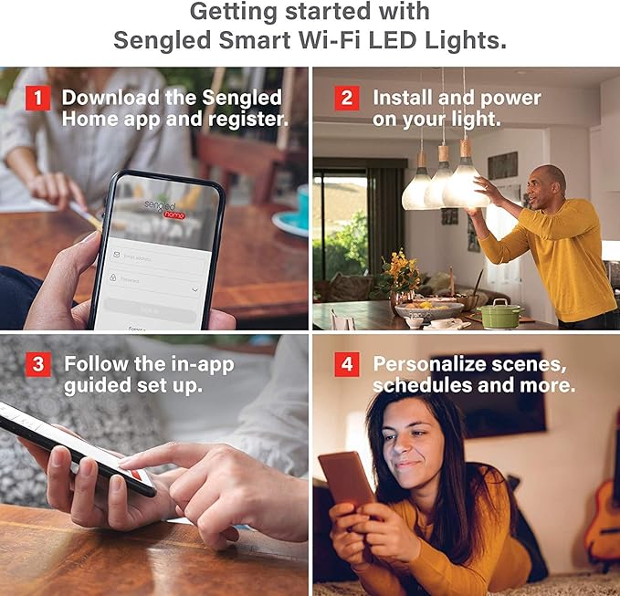 Sengled Smart Light Bulb, WiFi Light Bulbs That Work with Alexa & Google Home, No Hub Required, Smart LED Light Bulb A19 Soft White (2700K), 2 Pack Sengled