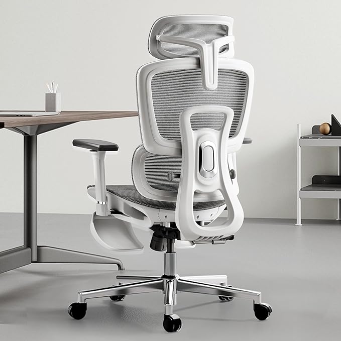 Hbada Ergonomic Office Chair with 3D Adjustable Armrests, Adjustable Lumbar Support High Back for Computer Chair, Big and Tall Mesh Office Chair, Home Office Desk Chairs White - LeafyLoom