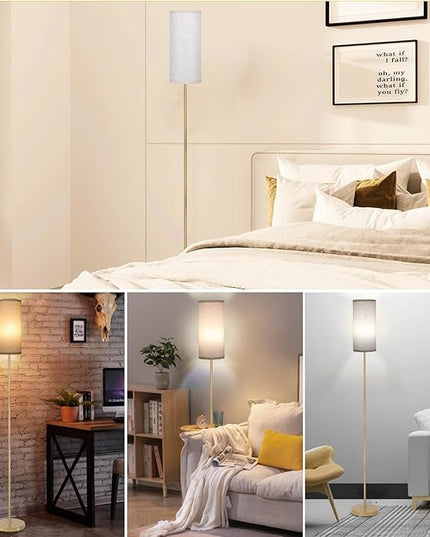 Boostarea Floor Lamp for Living Room with 3 Color Temperatures Bulb, Industrial Floor Lamps, Gold Classic Tall Lamp for Office, Standing Lamps for Bedroom, Kids Room, Reading(9W LED Bulb, Linen Shade) - LeafyLoom