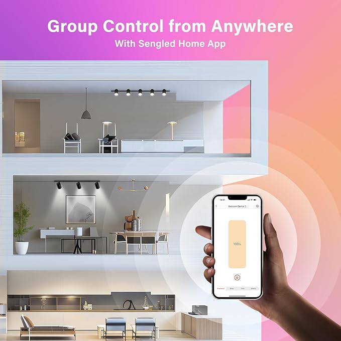 Sengled G2 Smart Light Bulbs That Compatible with Alexa & Google Assistant, Wi-Fi & Bluetooth LED Light Bulbs Dimmable, Led Bulbs 5000K Daylight, No Hub Required, 60W Equiv. 800LM CRI>90, 4 Pack Sengled