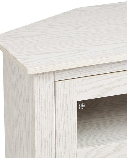 ROCKPOINT Modern Farmhouse 44inch Corner Universal TV Stand Living Room Storage Console, Entertainment Center,White - LeafyLoom