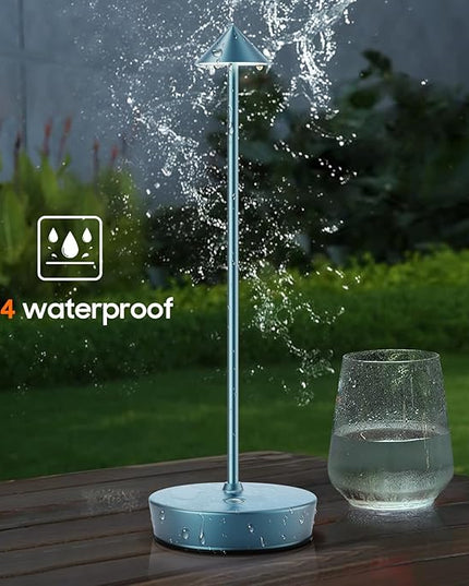 Set of 2 Rechargeable Cordless Table Lamp,6000mAh LED Battery Operated Desk Lamp Touch 3 Color Dimming Portable Outdoor Waterproof Table Light for Patio/Restaurant/Dining/Home (Blue) - LeafyLoom