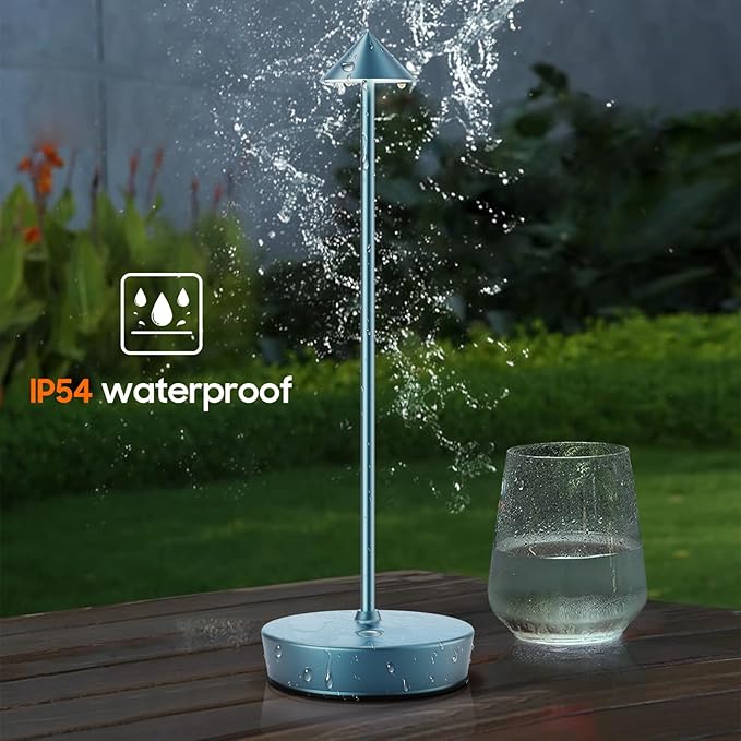Set of 2 Rechargeable Cordless Table Lamp,6000mAh LED Battery Operated Desk Lamp Touch 3 Color Dimming Portable Outdoor Waterproof Table Light for Patio/Restaurant/Dining/Home (Blue) - LeafyLoom