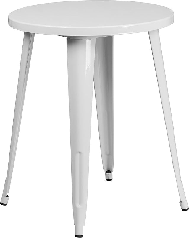 Flash Furniture Webb Commercial Grade 24" Round White Metal Indoor-Outdoor Table - LeafyLoom