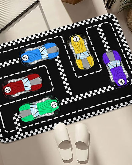 Car Rug Race Car Rug Car Track Rugs for Boys Race Track Carpet Race Car Track Rug Car Rug for Boys Room Car Rug Play Mat Car Carpet for Kids Rugs for Boys Bedroom,Black 2'×3' - LeafyLoom