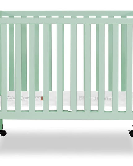 Jett Non-Full Size Folding Convertible Crib, Lightweight Portable Crib, Three Adjustable Mattress Height Settings, Easy to Fold Travel Crib, 1.5” Mattress Pad Included - LeafyLoom