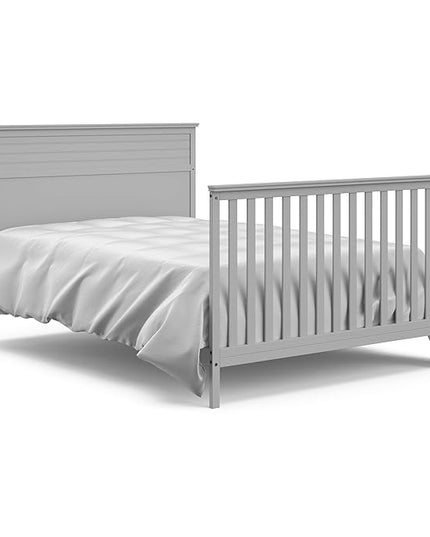 STORKCRAFT Homestead 5-in-1 Convertible Crib with Drawer (Pebble Gray) – GREENGUARD Gold Certified, Crib with Drawer Combo, includes Nursery Storage Drawer, Converts to Toddler Bed and Full-Size Bed - LeafyLoom