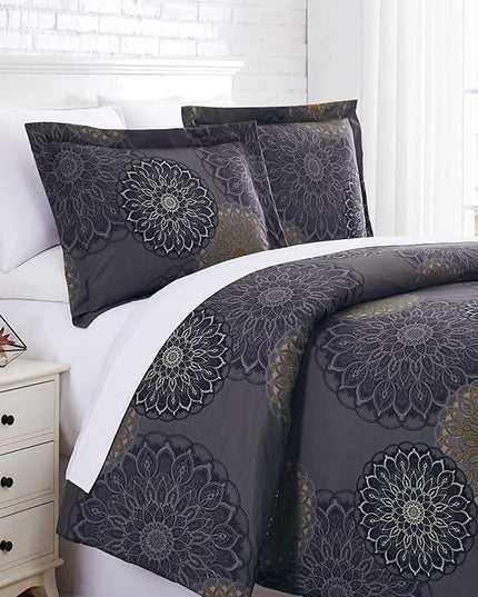 Southshore Fine Living, Inc. Oversized King Comforter Bedding Set, Down Alternative Boho Bedspread, Paisley Floral Comforter, King/California King with 2 Matching Shams, Midnight Floral Black - LeafyLoom