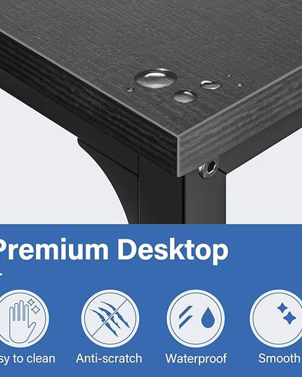 YSSOA 40/47 Inch Computer, Modern Simple Style Home Office, Study Student Writing, Vintage Wooden Desk, Black-Thickened - LeafyLoom