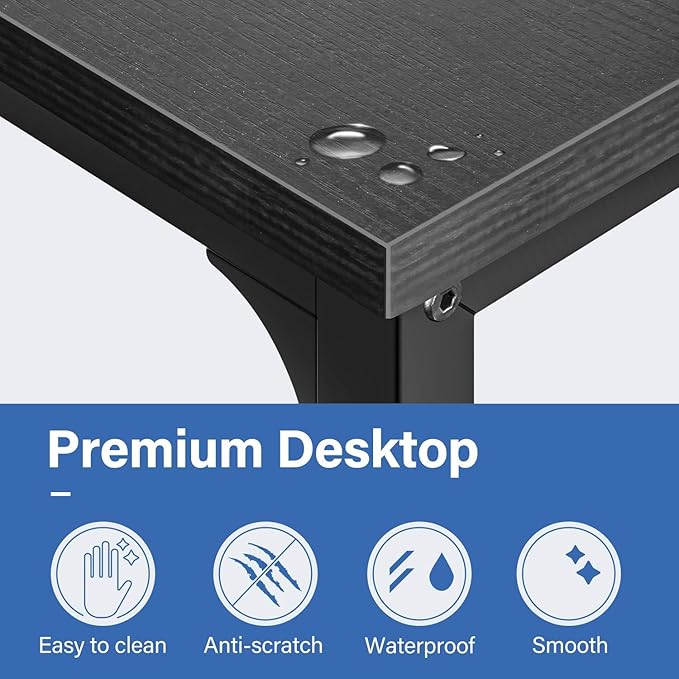 YSSOA 40/47 Inch Computer, Modern Simple Style Home Office, Study Student Writing, Vintage Wooden Desk, Black-Thickened - LeafyLoom