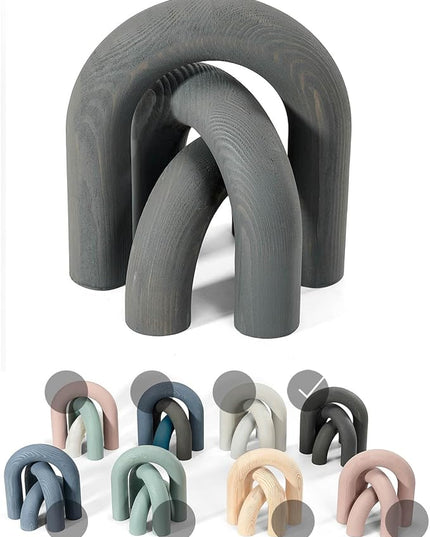 3Pcs wood arch Decor Accents - Decorative home table Arch Modern boho Minimalist Coffee table bookshelf living Room Entryway aesthetic Decorations Objects - LeafyLoom