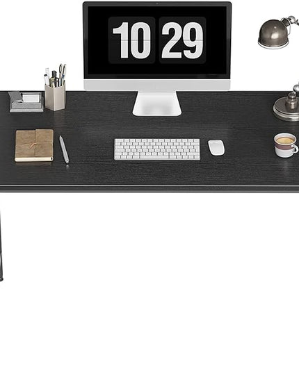 CubiCubi Computer Desk 40" Study Writing Table for Home Office, Modern Simple Style PC Desk, Black Metal Frame, Black - LeafyLoom