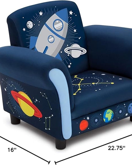 Delta Children Space Adventures Kids Upholstered Chair, Blue - LeafyLoom