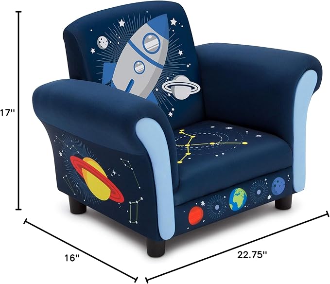Delta Children Space Adventures Kids Upholstered Chair, Blue - LeafyLoom