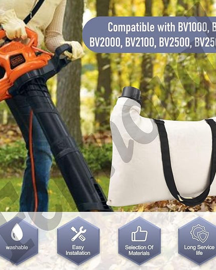 Leaf Blower Vacuum Leaf Bags 610004-01 Compatible with Black & Decker BV-003 BV1000 Fits BV1000 BV1500 BV2000 BV2100 BV2500 BV2500-AR BV2500-B2 BV2500-B2C - LeafyLoom