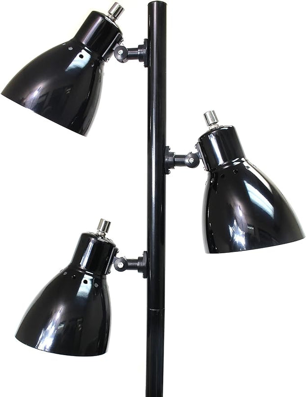 Simple Designs LF2007-BLK Metal 3 Light Tree Floor Lamp, Black - LeafyLoom
