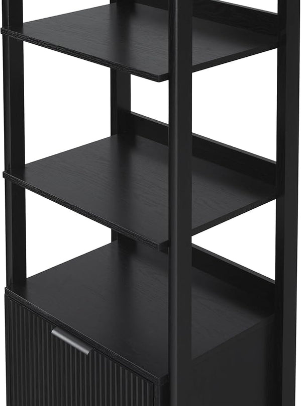 Walker Edison Modern Narrow Open Bookshelf Bottom, 22 Inch, One-Drawer Black - LeafyLoom
