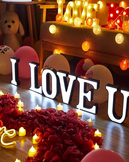 LED Marquee Letter Lights-DIY Marquee Lights up Letter Signs, Dual DC Interface Upgrade Multi-Letter Connection, 26 Alphabet Signs for Wedding, Birthday, Party， Bar Decoration (V) - LeafyLoom