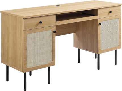 Modway Chaucer Modern Wood Grain Computer Office Desk, Oak - LeafyLoom