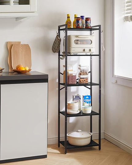 YMYNY Bookshelf, 5-Tier Ladder Shelf Organizer, Narrow Shelving Unit, Corner Storage Racks, Large Capacity Bookcase, for Home Office Living Room Balcony Bathroom, 57.7" H, Metal Frame,UHBC005B - LeafyLoom